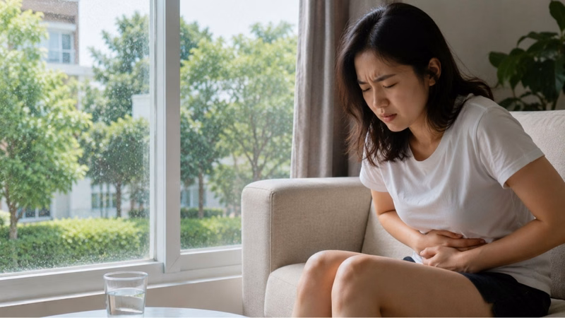 Hình ảnh người bệnh bị đau bụng rối loạn tiêu hóa khi giao mùa