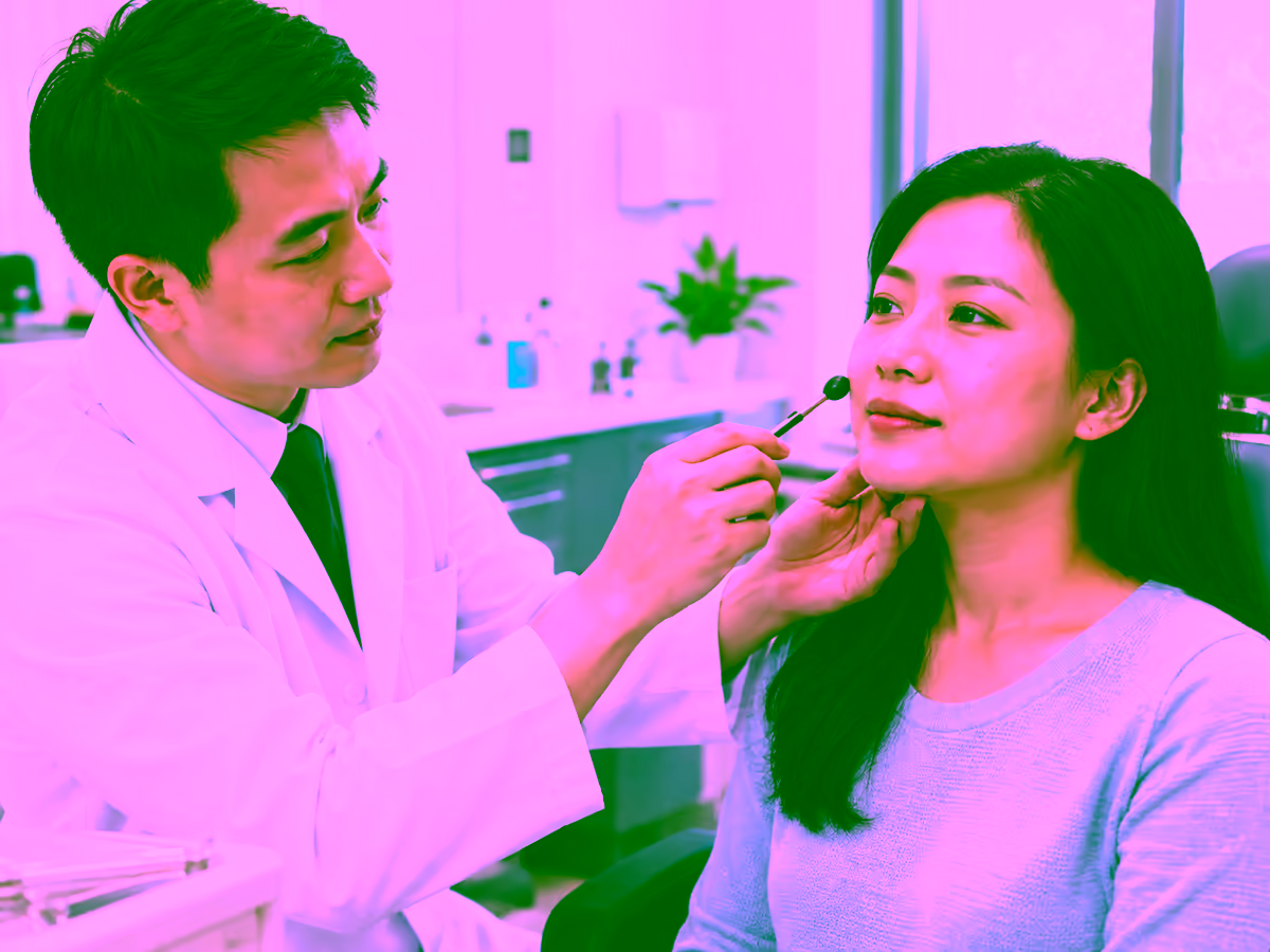 Bác sĩ thần kinh kiểm tra cảm giác vùng mặt