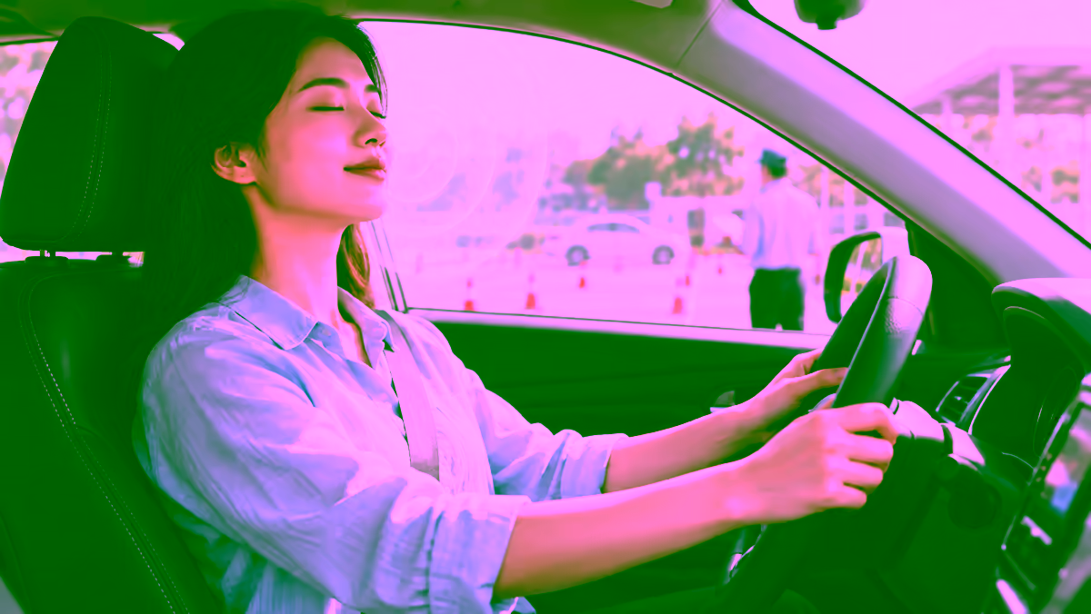 Người lái xe hít thở thư giãn trước kỳ thi lái xe