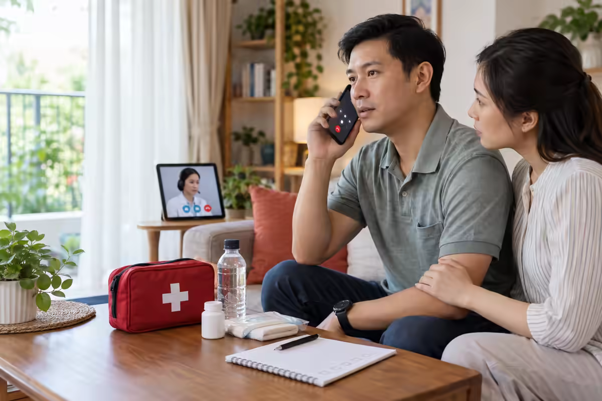 Người dân gọi cấp cứu y tế và chuẩn bị bộ sơ cứu tại nhà