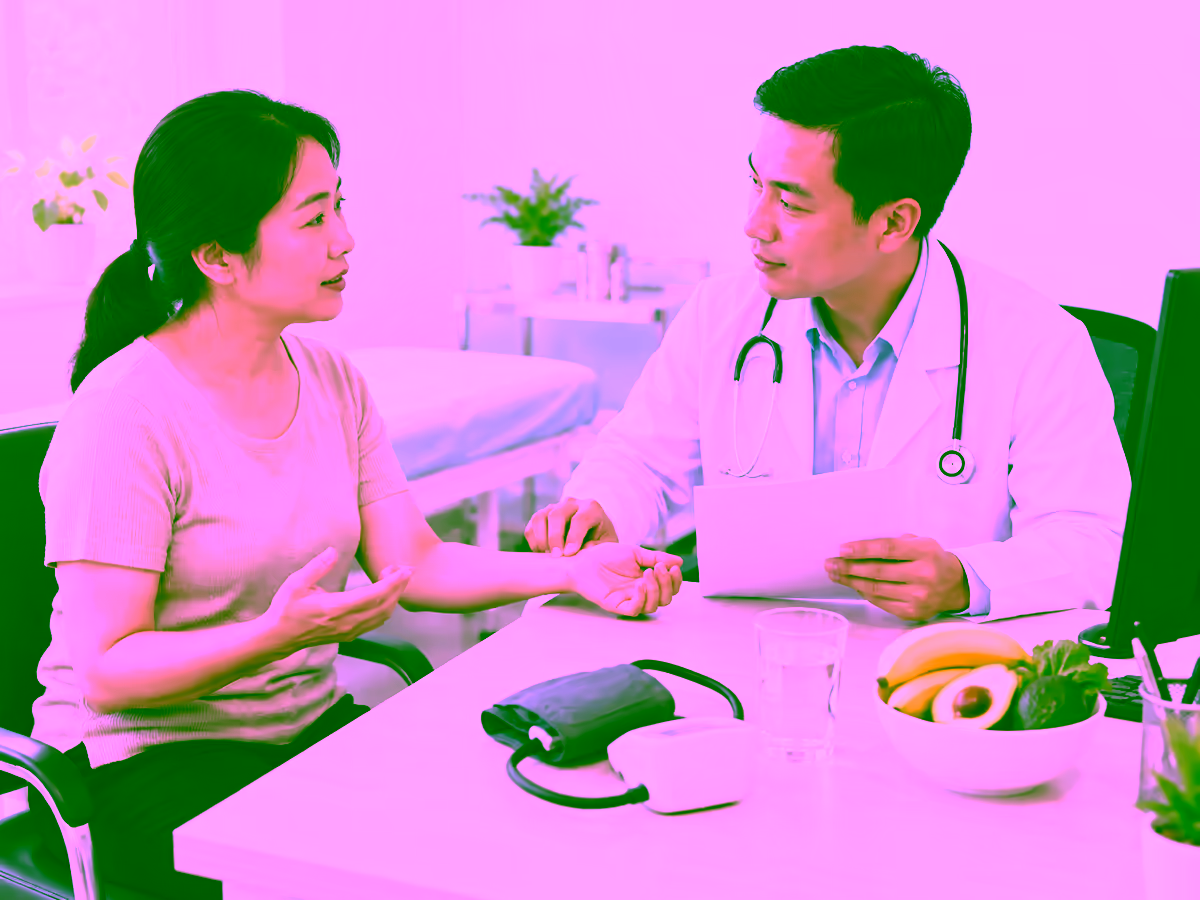 Bác sĩ kiểm tra mạch và tư vấn dấu hiệu hạ kali máu