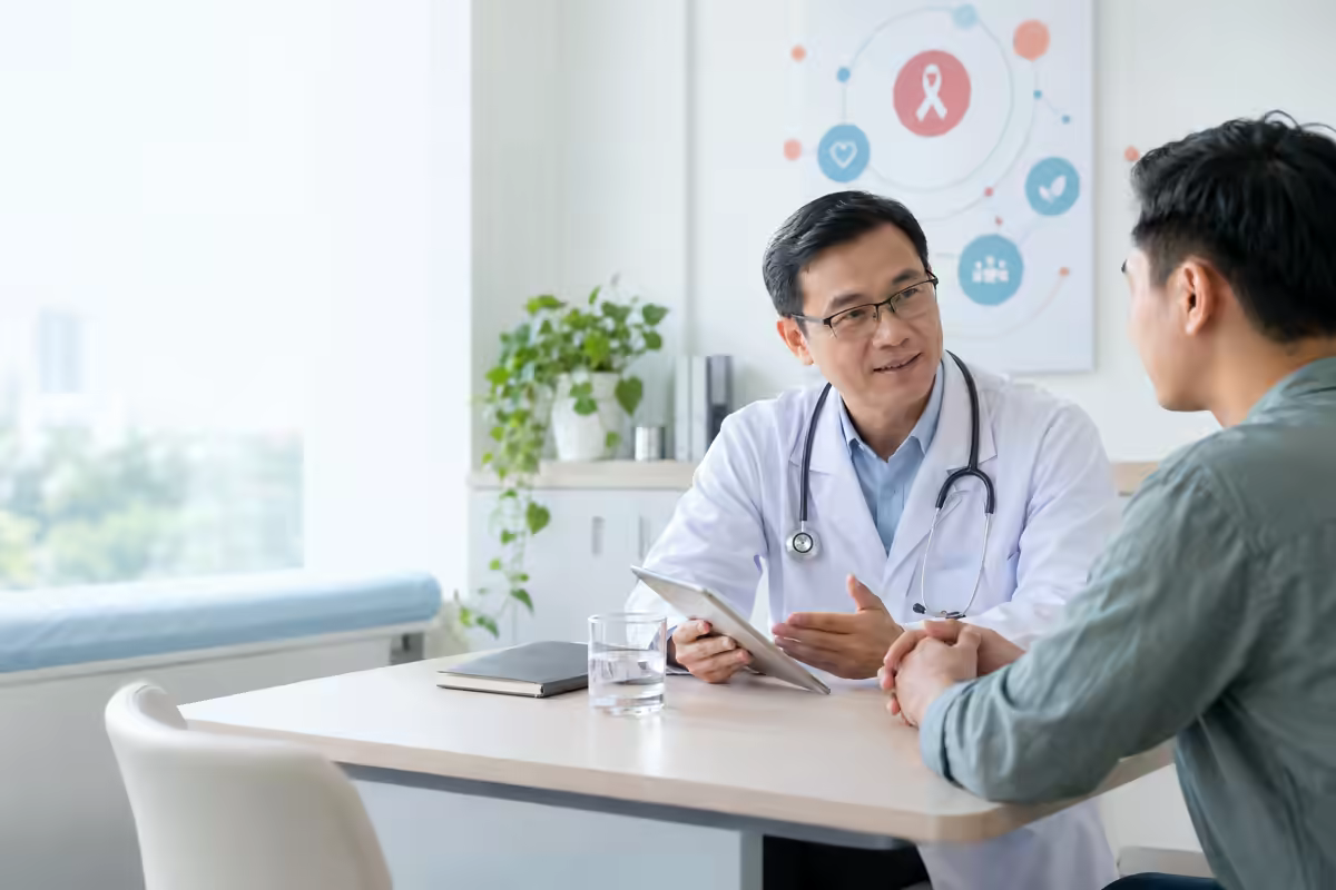 Bác sĩ tư vấn điều trị HIV và theo dõi sức khỏe lâu dài
