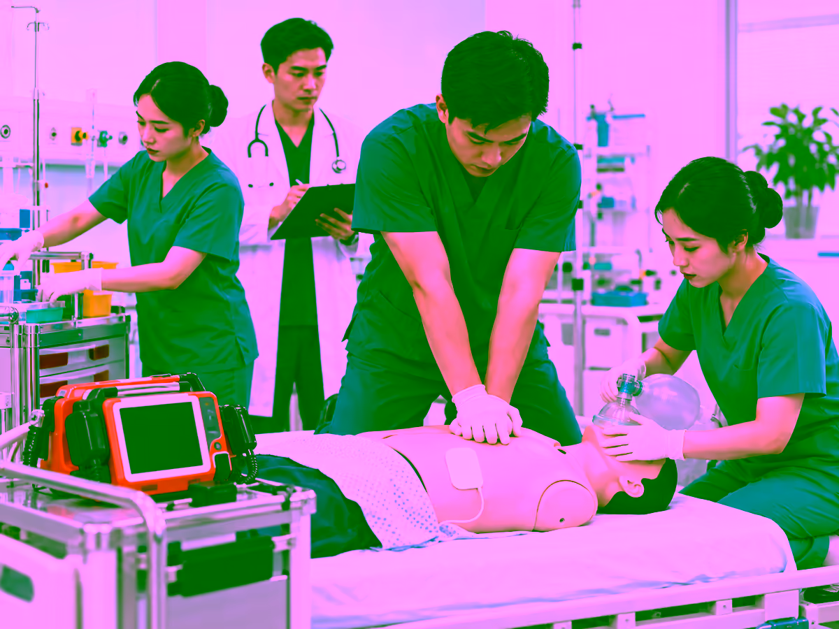 Nhân viên y tế thực hiện hồi sức cấp cứu tim mạch