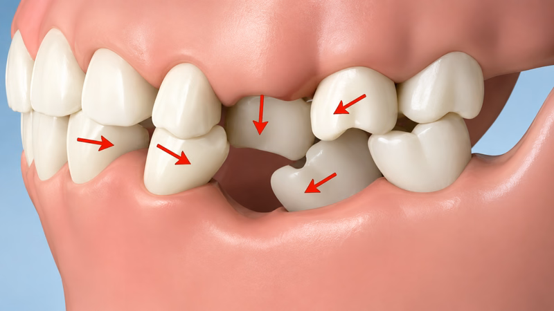 Mô phỏng tác động tiêu xương hàm và xô lệch răng khi bị mất một răng hàm