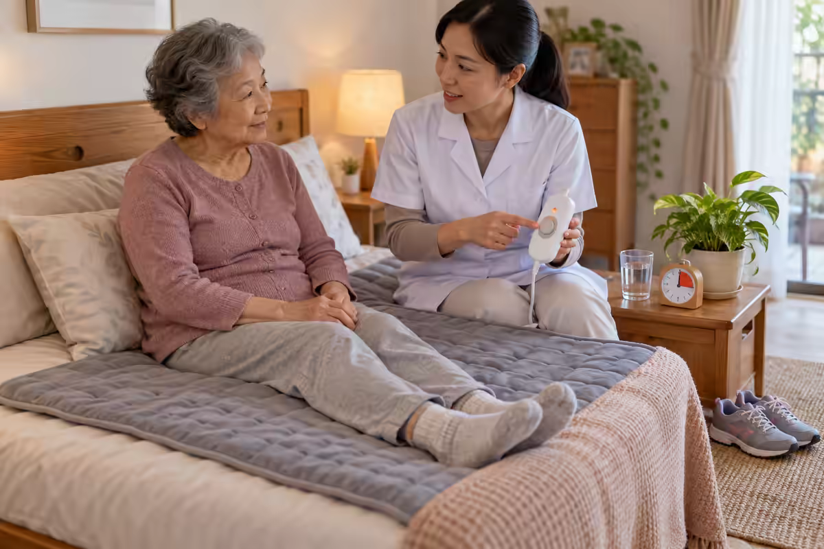 Nằm đệm điện – người lớn tuổi được hướng dẫn điều chỉnh nhiệt độ an toàn