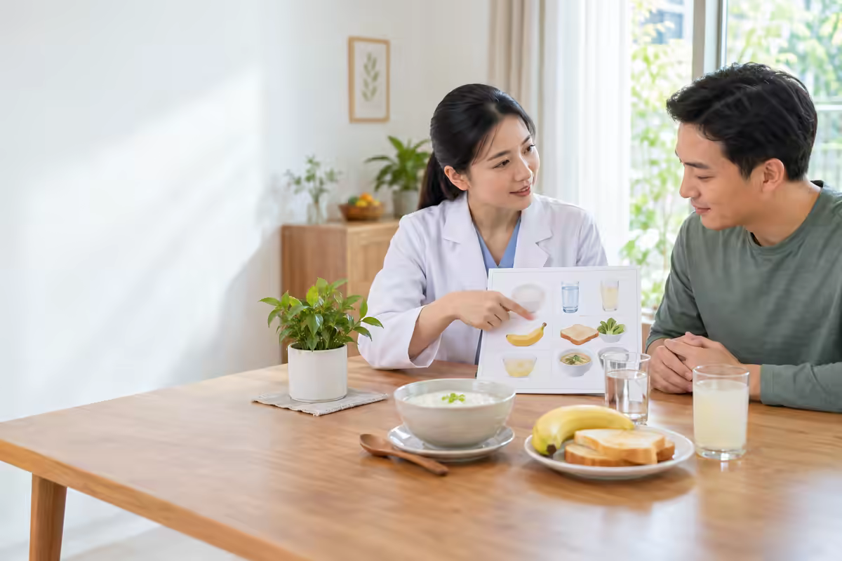 Bác sĩ hướng dẫn người lớn ăn uống và bù nước khi bị tiêu chảy