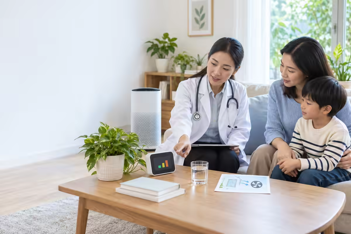 Bác sĩ hướng dẫn gia đình bảo vệ hệ hô hấp trước ô nhiễm không khí