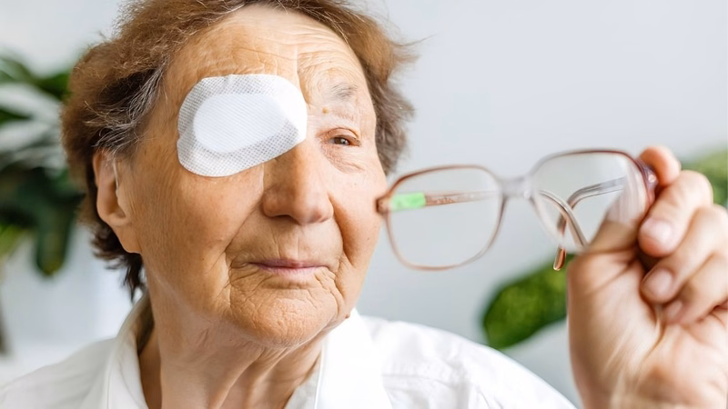 Bác sĩ chuyên khoa mắt khám soi đáy mắt đánh giá tình trạng bong võng mạc trước phẫu thuật