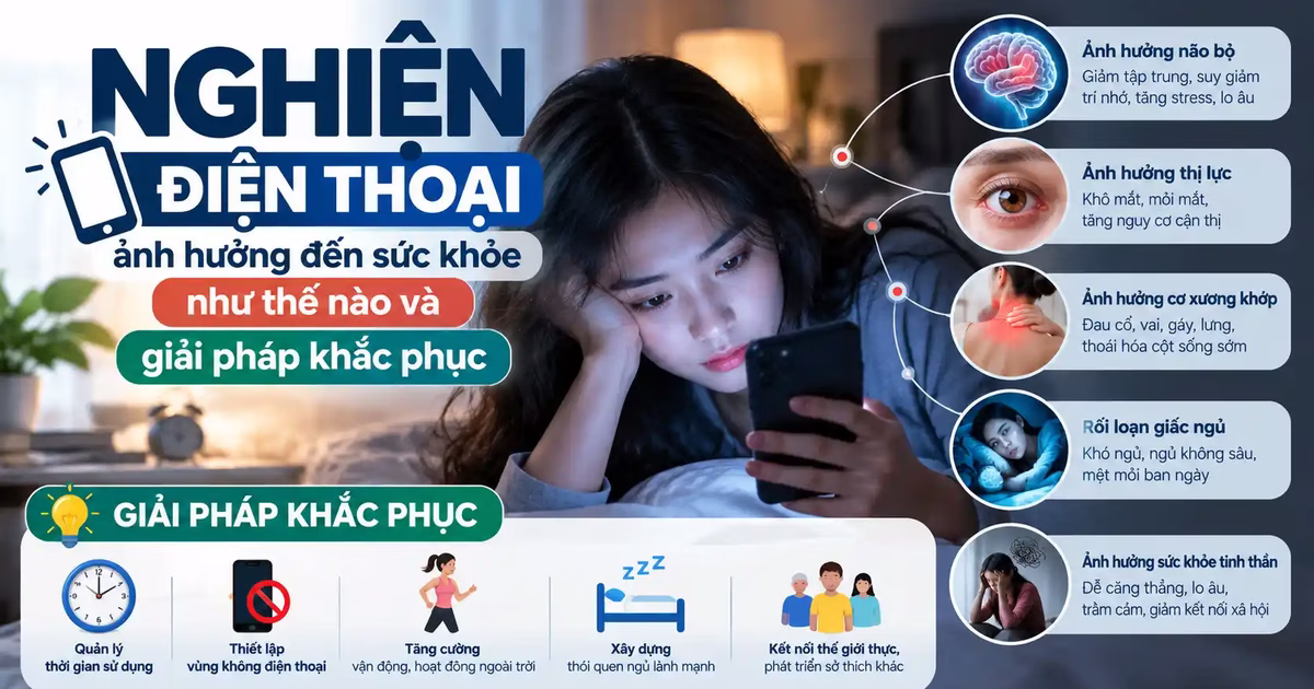 Nghiện điện thoại ảnh hưởng đến sức khỏe như thế nào và giải pháp khắc phục