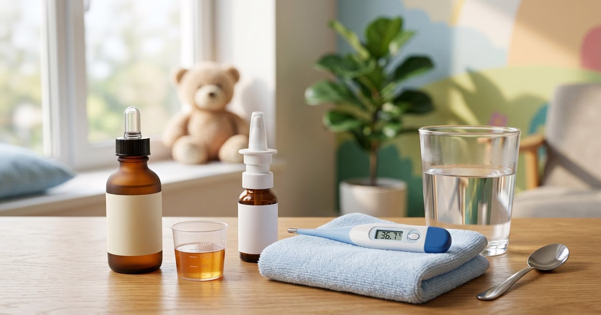 Thuốc và dụng cụ chăm sóc an toàn cho trẻ bị cảm lạnh