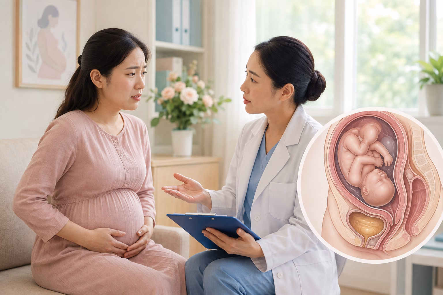 Bác sĩ sản khoa giải thích tử cung thai kỳ chèn ép bàng quang ở thai phụ bị bí tiểu