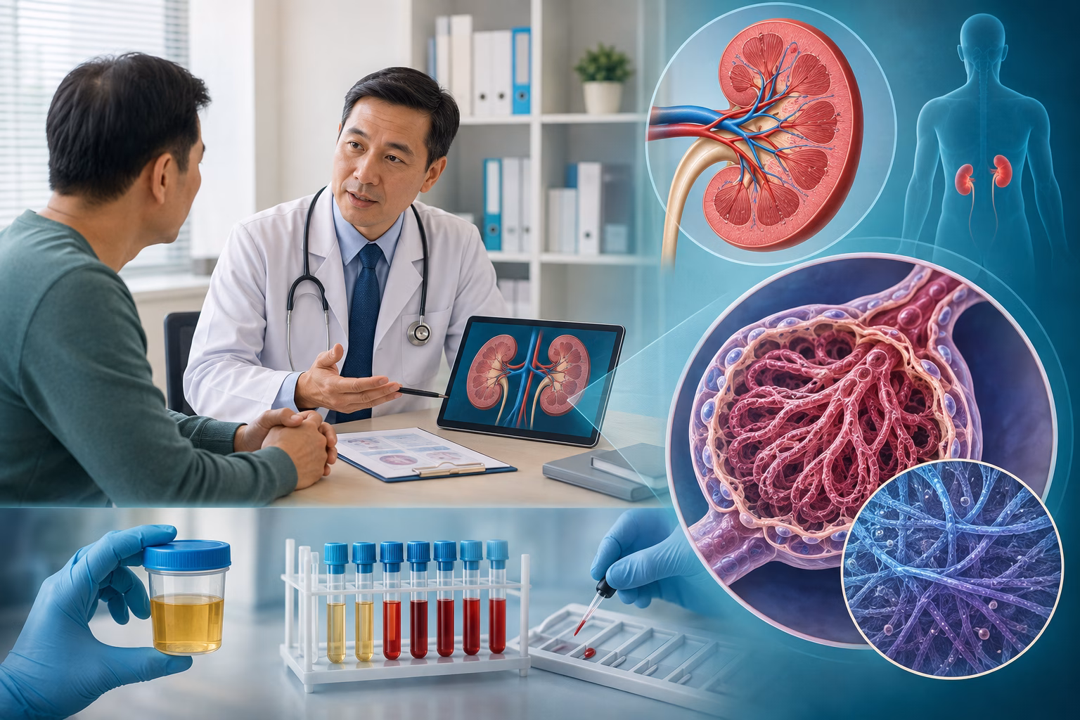 Bác sĩ thận học tư vấn bệnh cầu thận tơ huyết miễn dịch cùng hình ảnh cầu thận dưới kính hiển vi