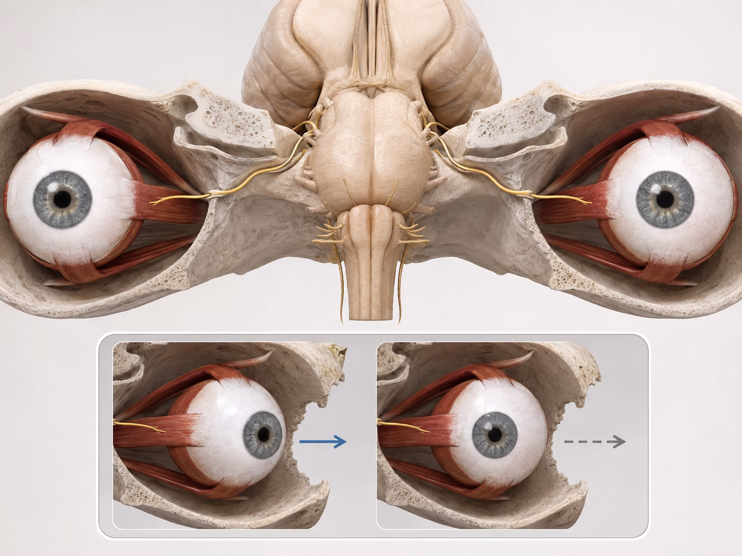 Mô hình dây thần kinh sọ VI 3D chân thực từ thân não đến cơ vận nhãn ngoài