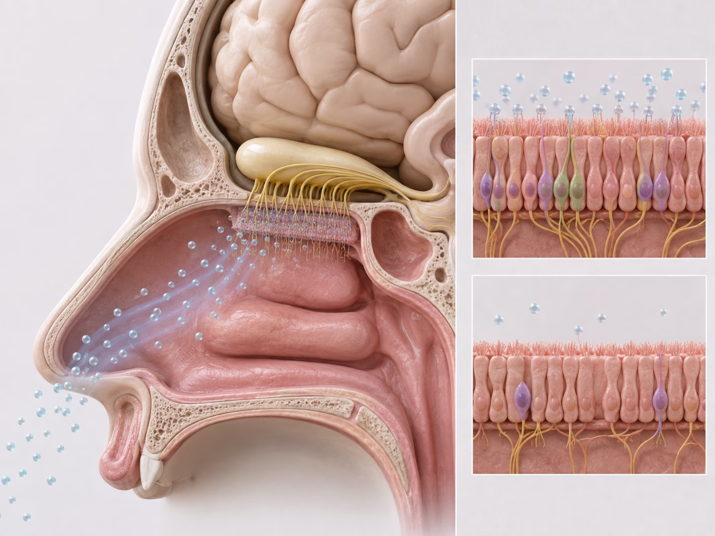 Mô hình niêm mạc khứu giác và hành khứu giác 3D chân thực với phân tử mùi