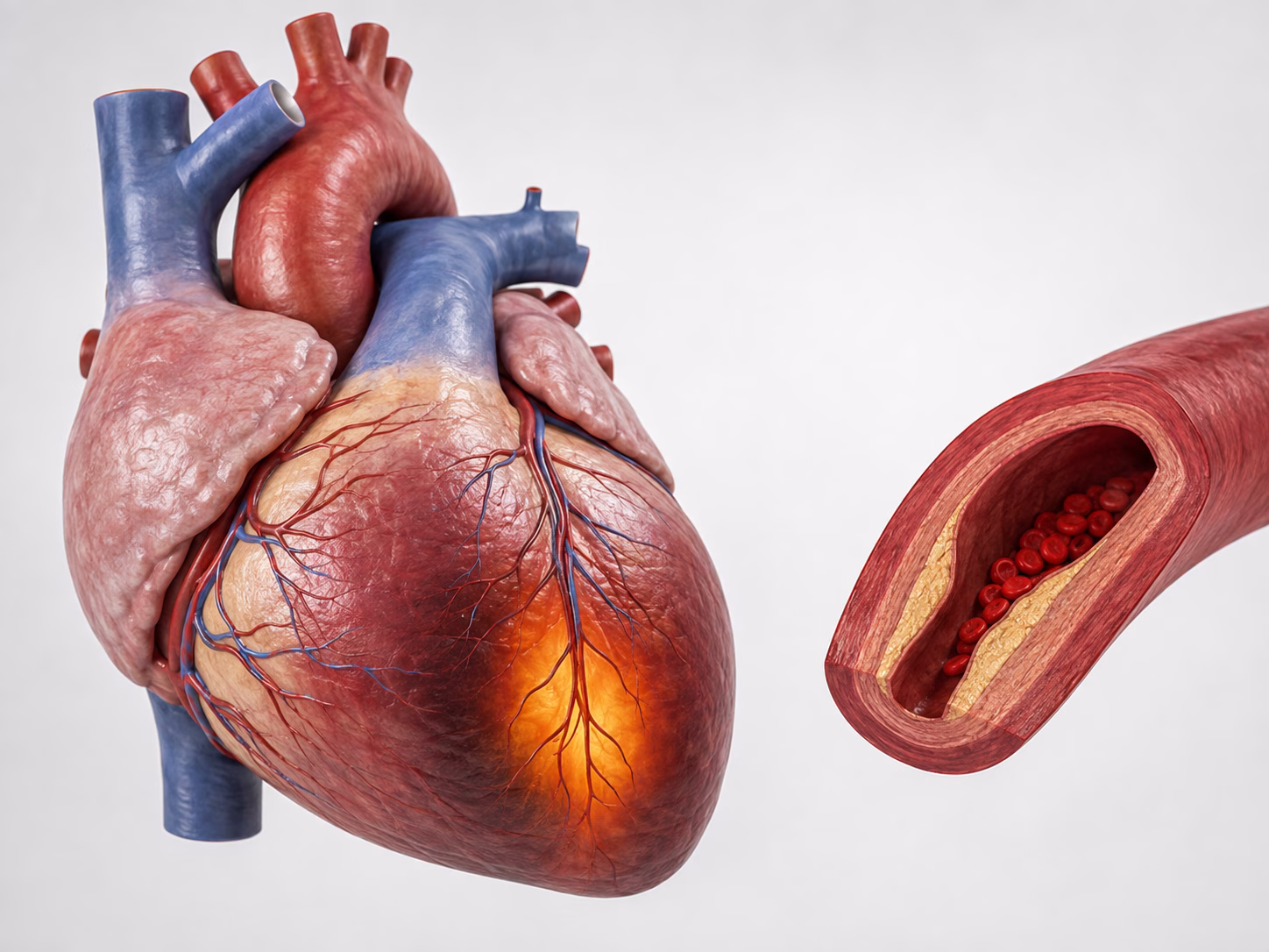 Mô hình tim và động mạch vành 3D chân thực với vùng cơ tim thất phải thiếu máu