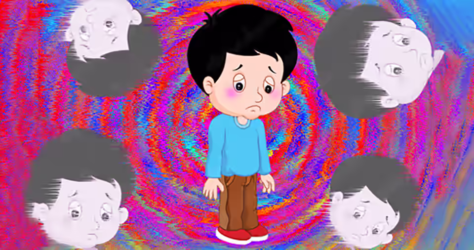 Minh họa trẻ trải nghiệm cảm giác tách rời và thay đổi nhận dạng