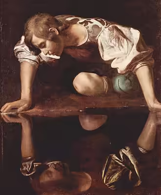 Tranh Narcissus soi mình, biểu tượng thường dùng để minh họa tính ái kỷ