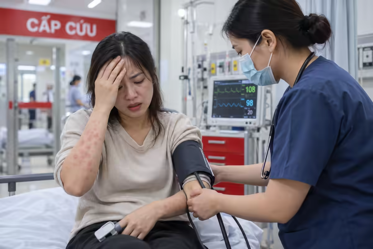 Sốc thuốc kháng sinh – người bệnh có dấu hiệu phản vệ được cấp cứu