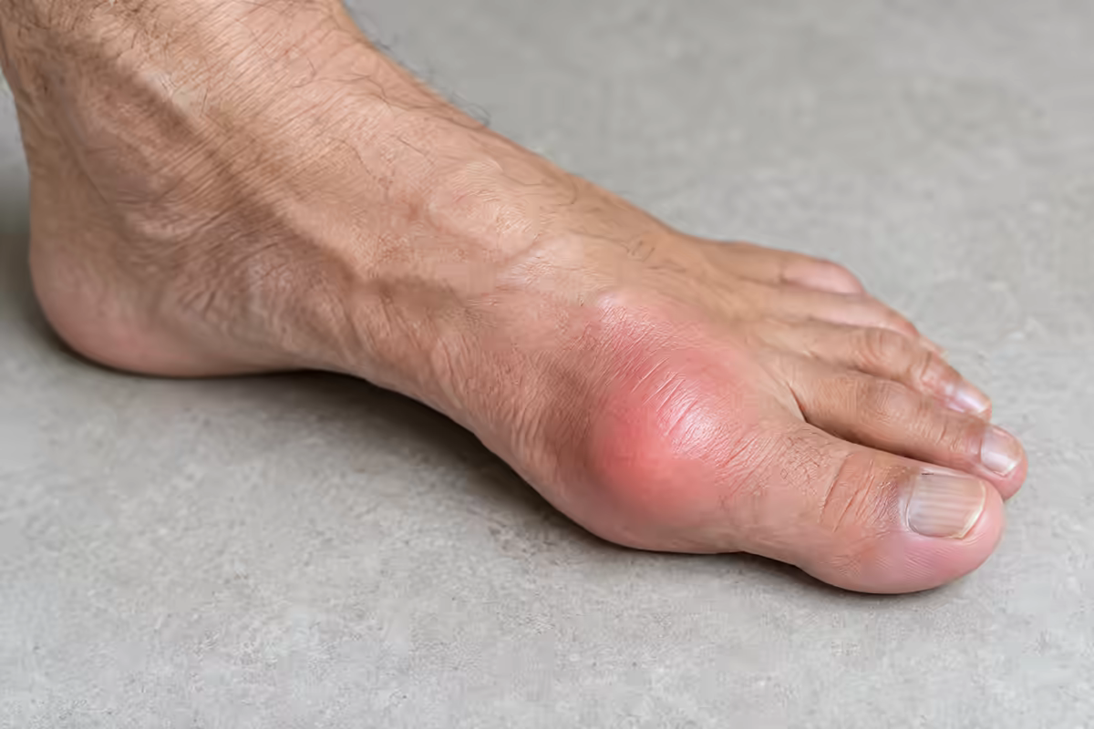 Khớp ngón chân cái sưng đỏ do cơn gout