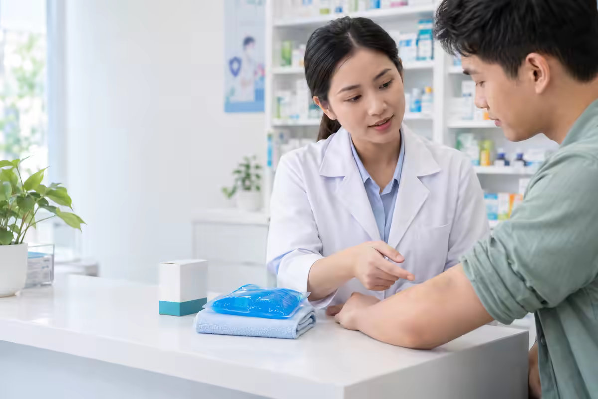 Người bệnh hỏi dược sĩ về cách xử lý vết bầm sau chấn thương