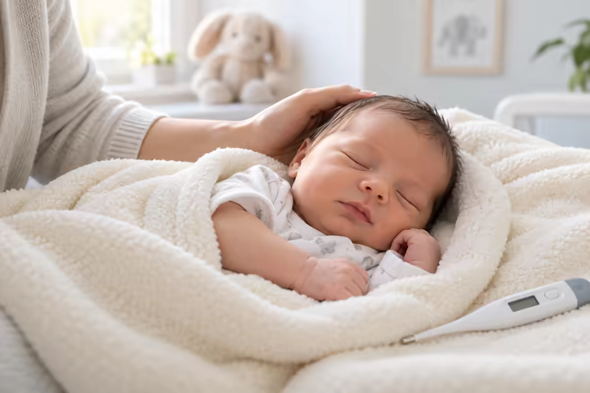 Em bé sơ sinh được theo dõi khi mắc thủy đậu