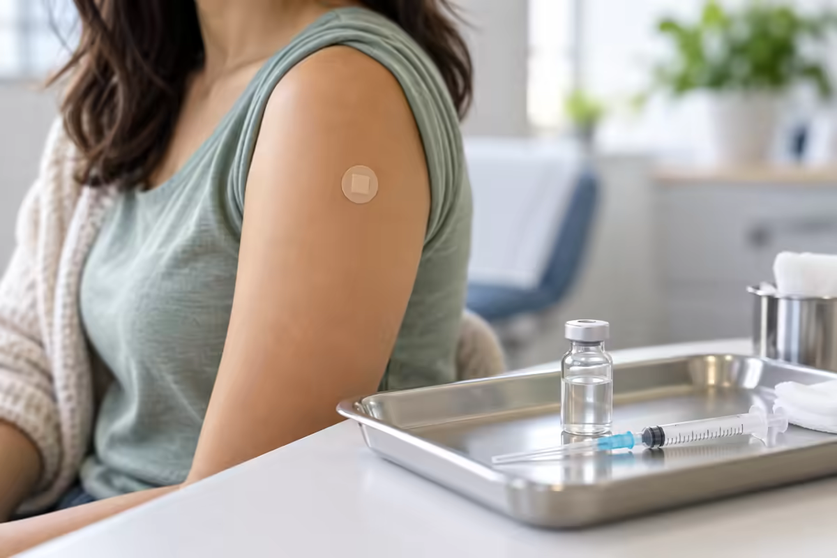 Vắc xin và vị trí tiêm trên cánh tay người chuẩn bị mang thai