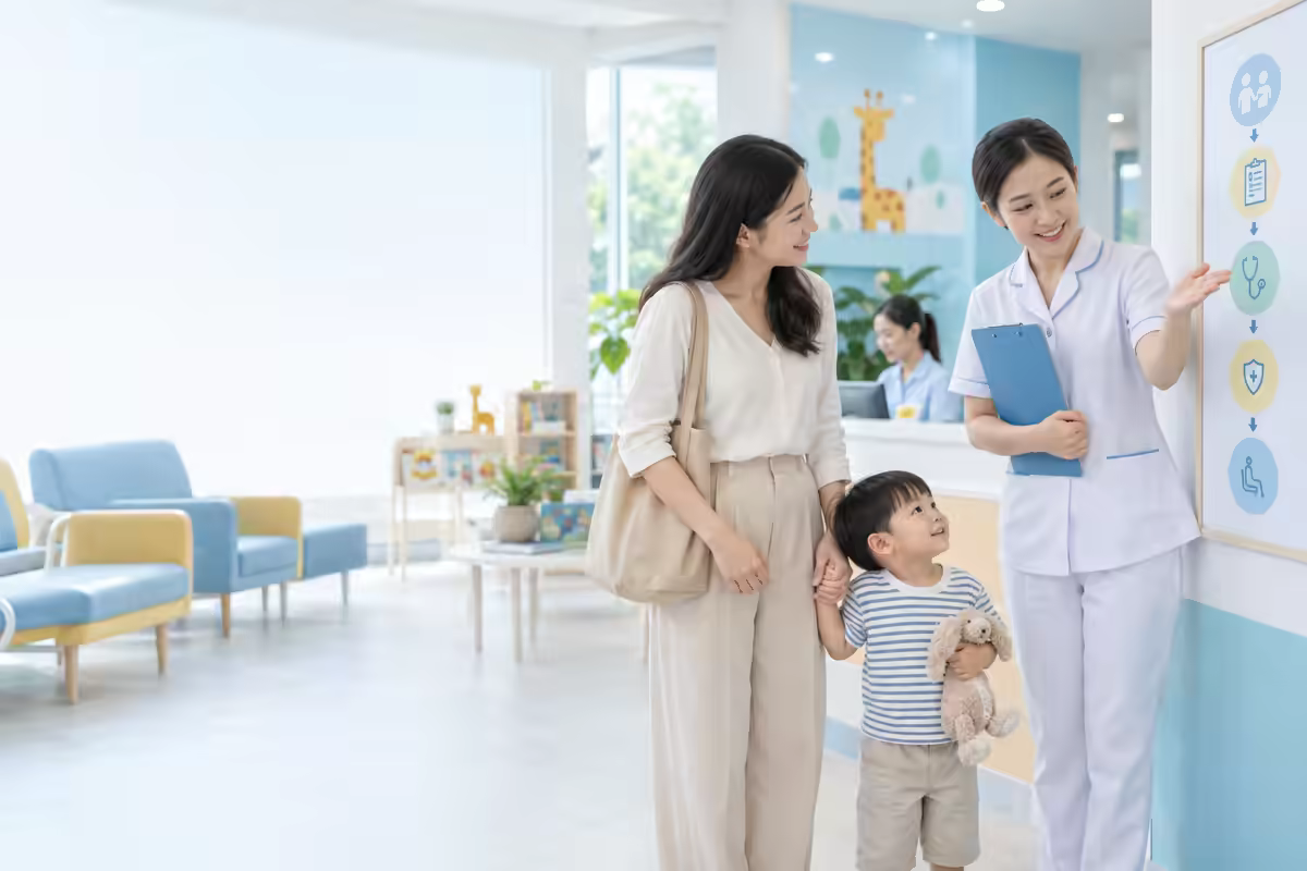 Nhân viên y tế tư vấn nơi tiêm và lưu ý vắc xin 6 trong 1 cho trẻ