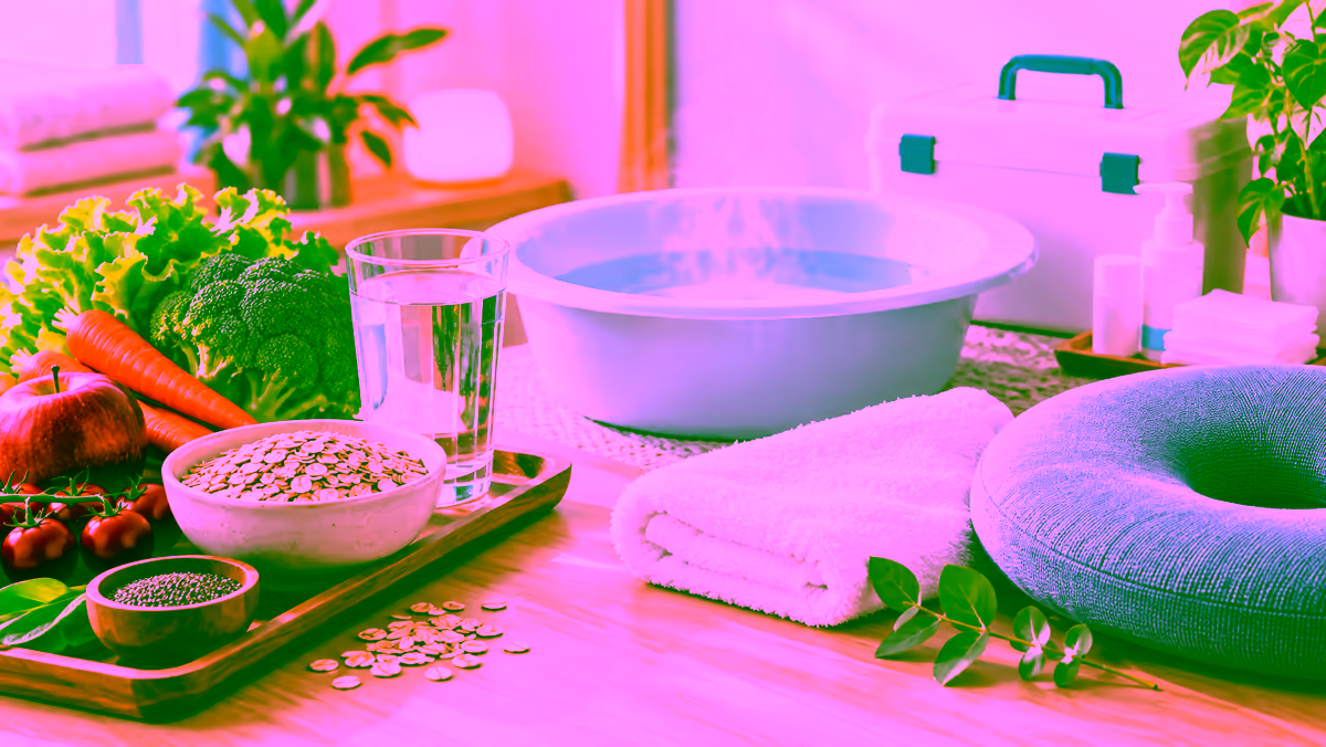 Minh họa chăm sóc hỗ trợ khi có triệu chứng trĩ nhẹ