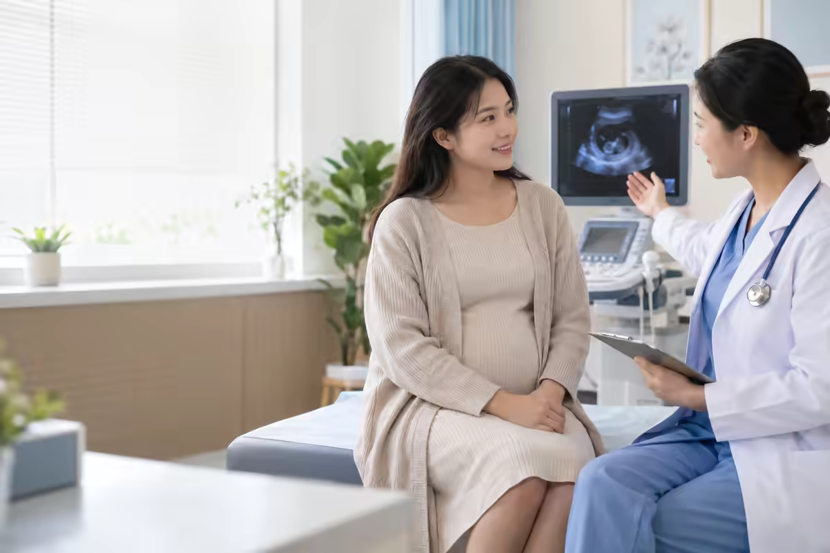 Thai phụ được bác sĩ sản khoa tư vấn chăm sóc thai kỳ khi tụ dịch màng nuôi