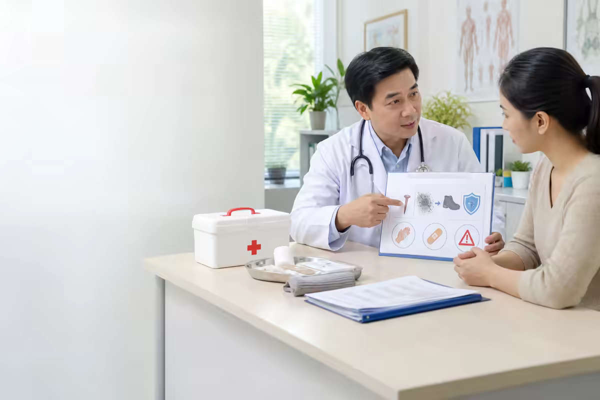 Bác sĩ tư vấn nguy cơ uốn ván, tiêm phòng và chăm sóc vết thương