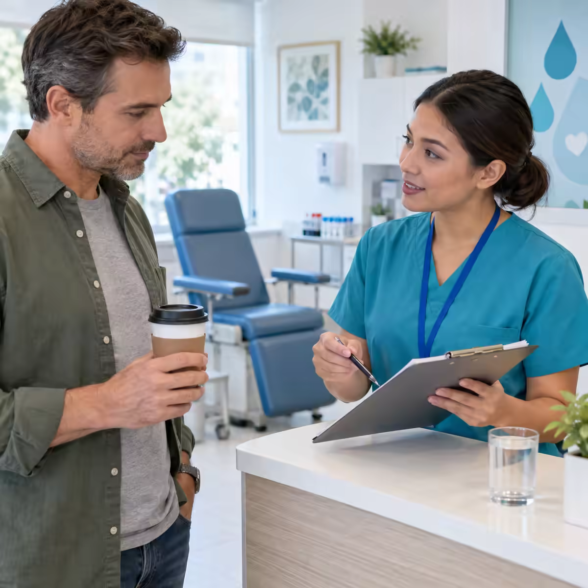 Uống cà phê trước xét nghiệm máu – người bệnh được nhân viên phòng xét nghiệm tư vấn