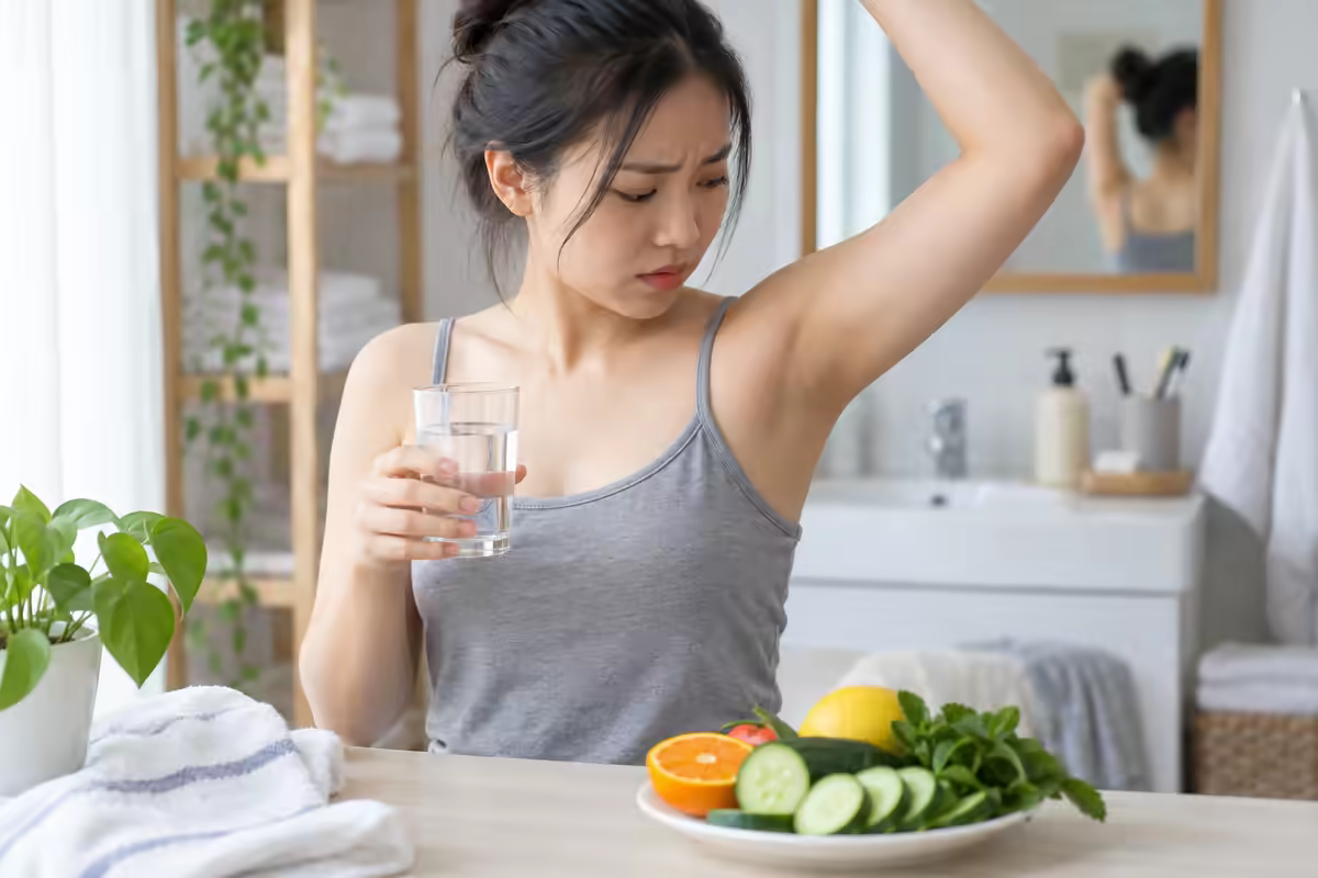 Uống gì để giảm hôi nách – người trẻ chuẩn bị nước và thực phẩm tươi tại nhà
