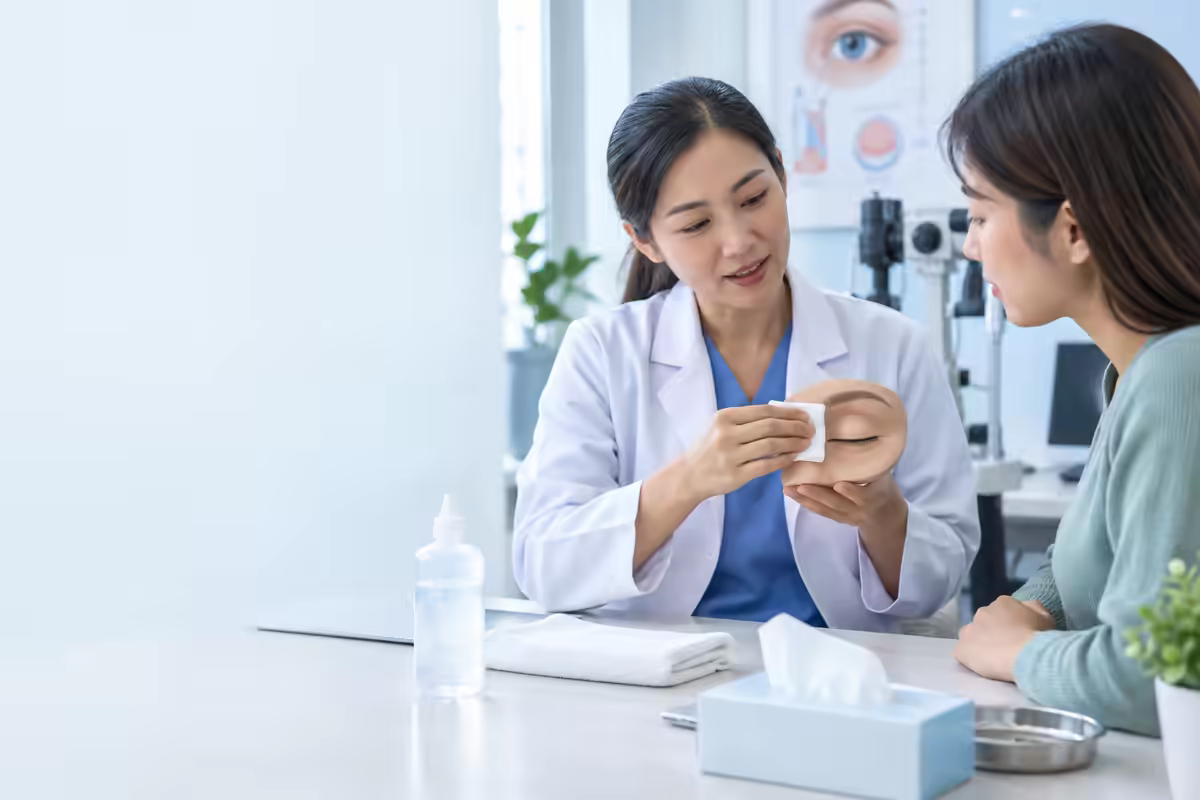 Bác sĩ mắt hướng dẫn chăm sóc khi viêm bờ mi dưới