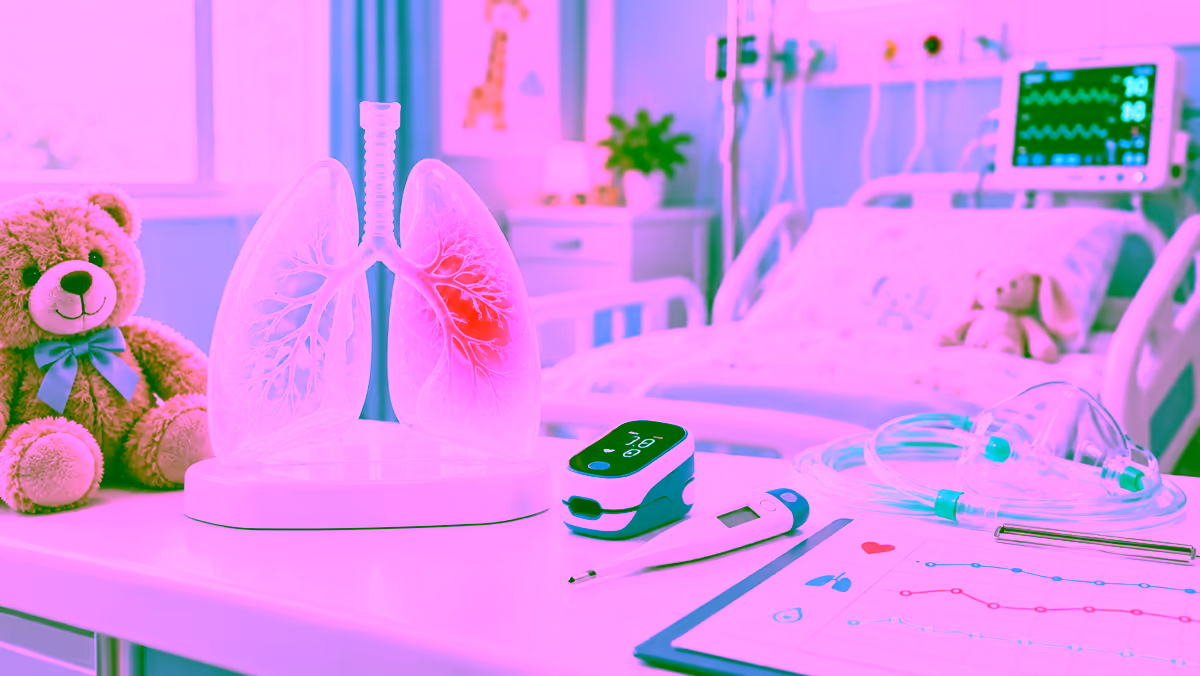 Minh họa phổi trẻ em và theo dõi điều trị viêm phổi