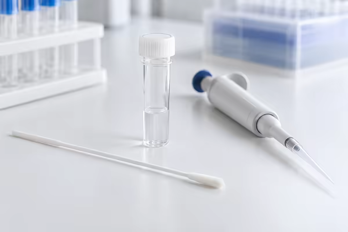 Que lấy mẫu và ống nghiệm trong xét nghiệm cúm A H1N1