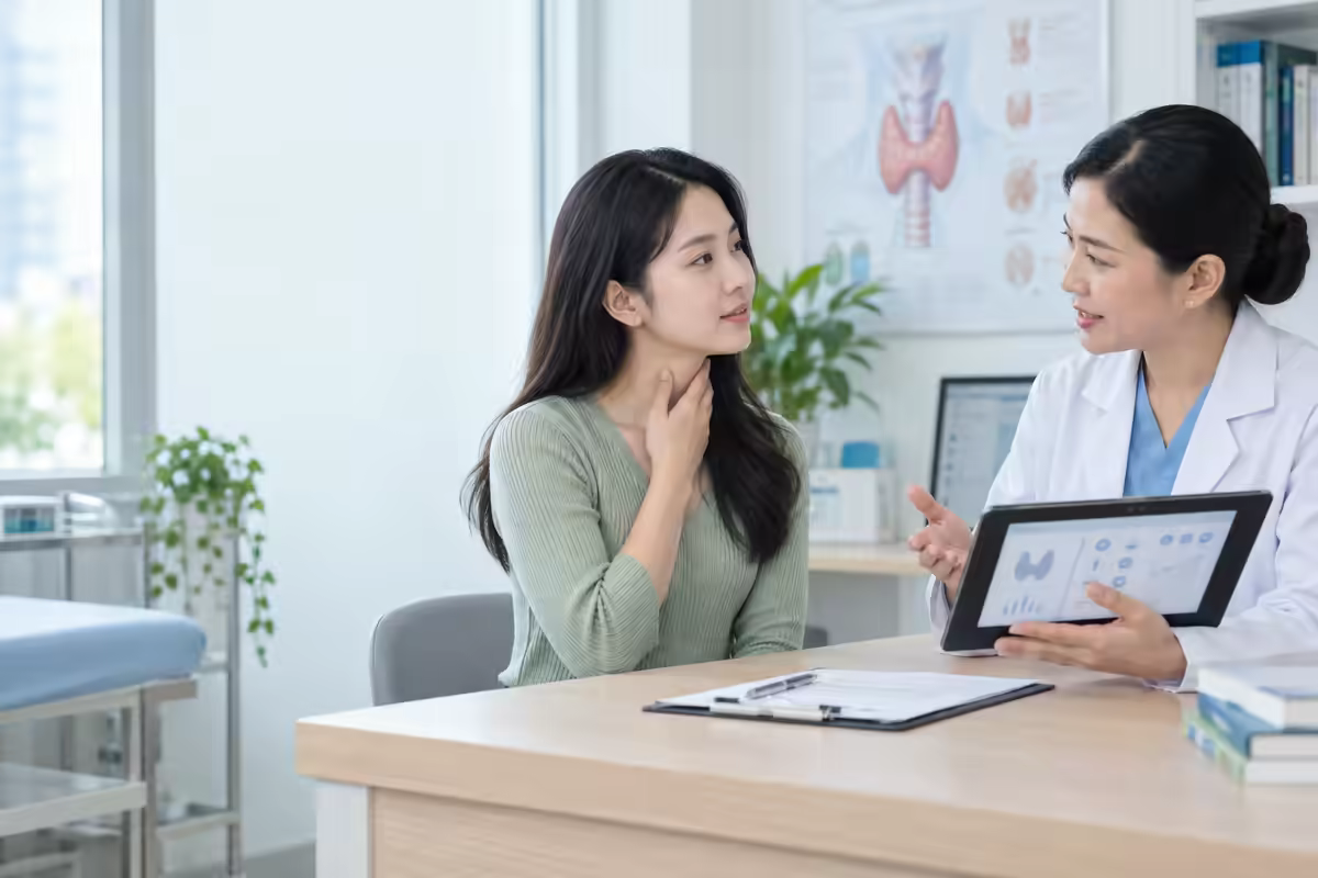 Bác sĩ giải thích xét nghiệm kháng thể tuyến giáp cho người bệnh
