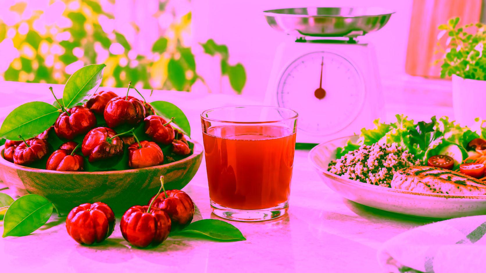 Minh hoạ ăn sơ ri và kiểm soát cân nặng