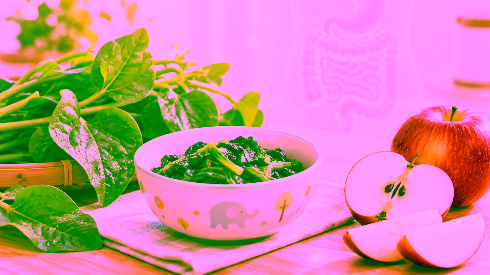 Minh hoạ rau mồng tơi và táo bón ở trẻ