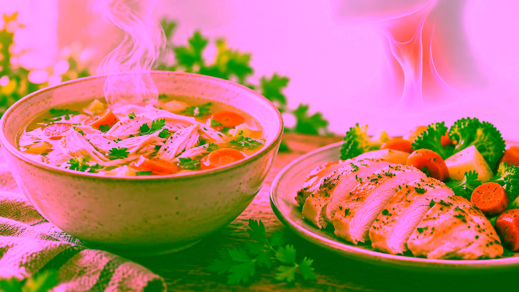 Minh hoạ người bị ho ăn thịt gà