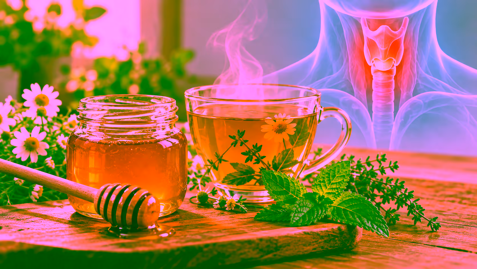 Minh hoạ mật ong làm dịu khàn tiếng