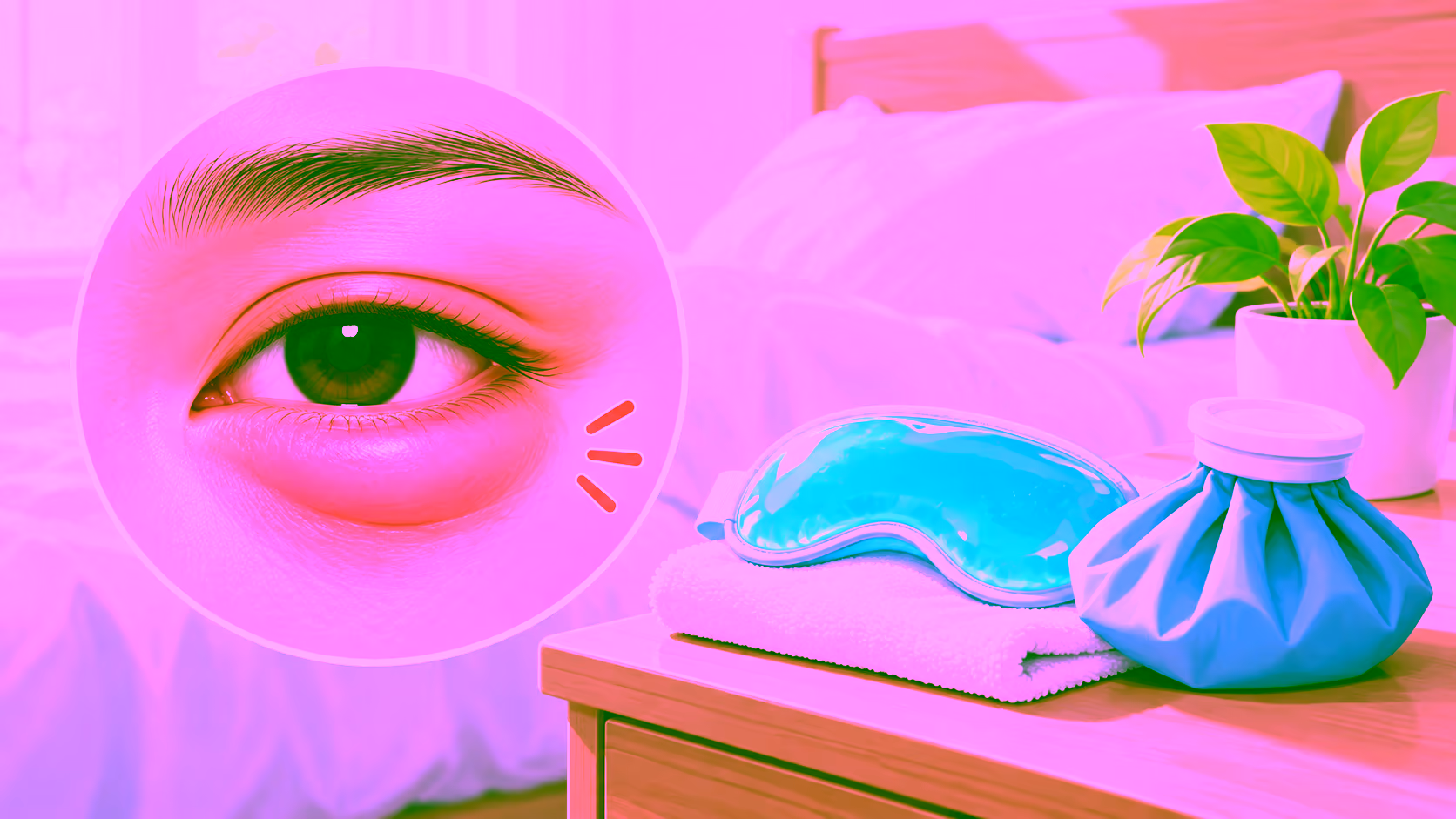 Minh hoạ mắt bị sưng khi ngủ dậy