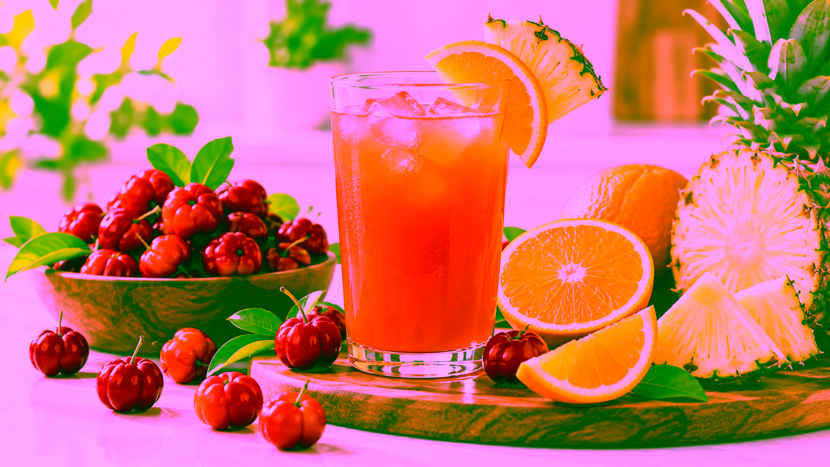Minh hoạ nước ép sơ ri mix trái cây