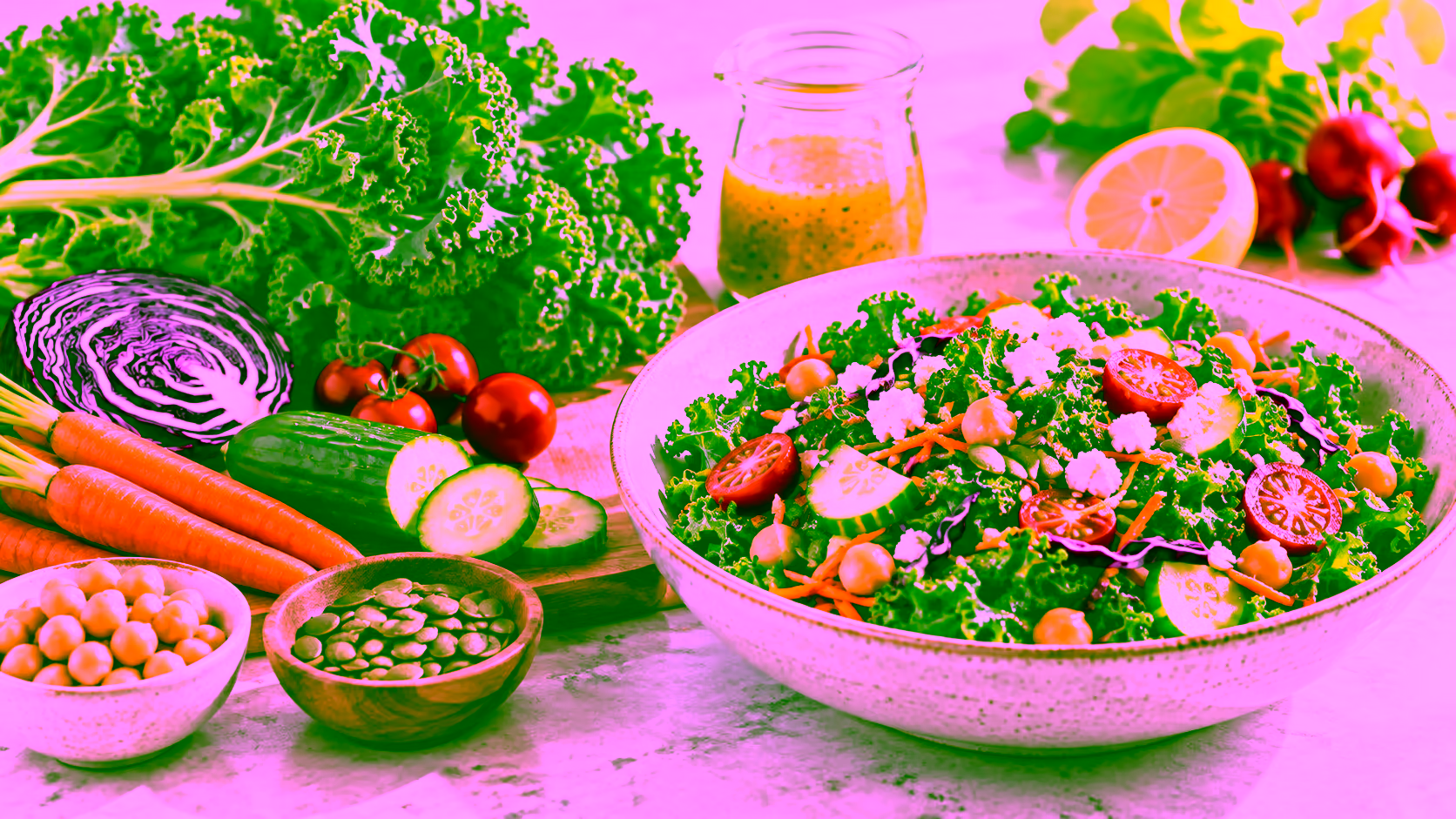 Minh hoạ salad cải kale cho người ăn kiêng