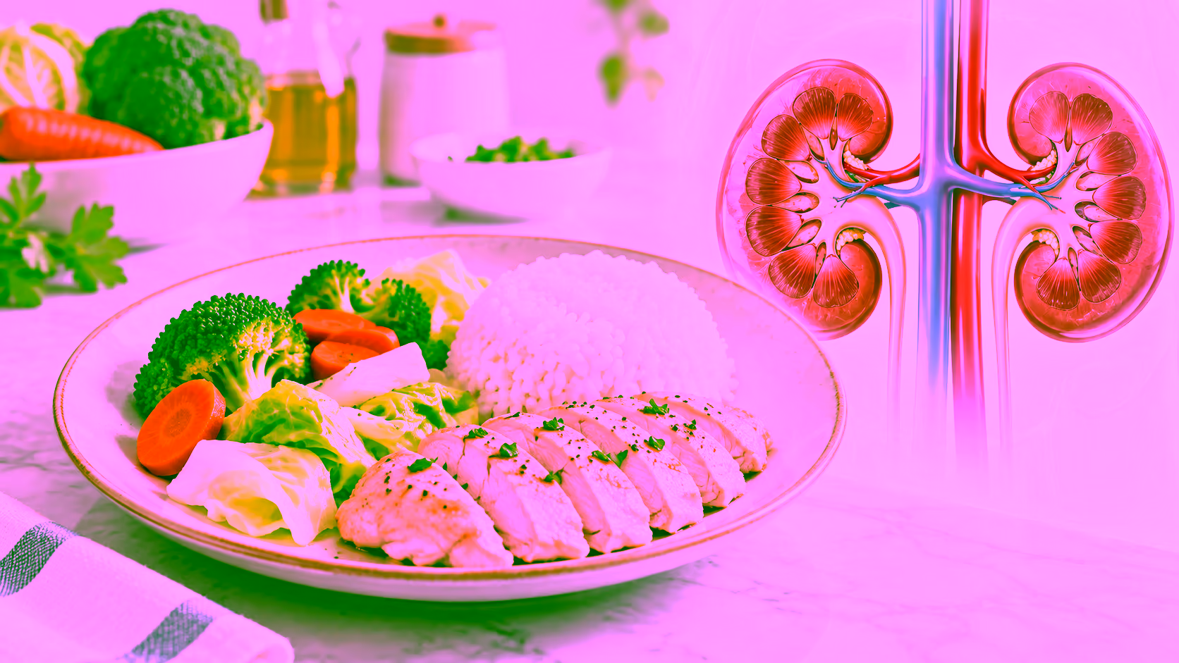 Minh hoạ người suy thận ăn thịt gà
