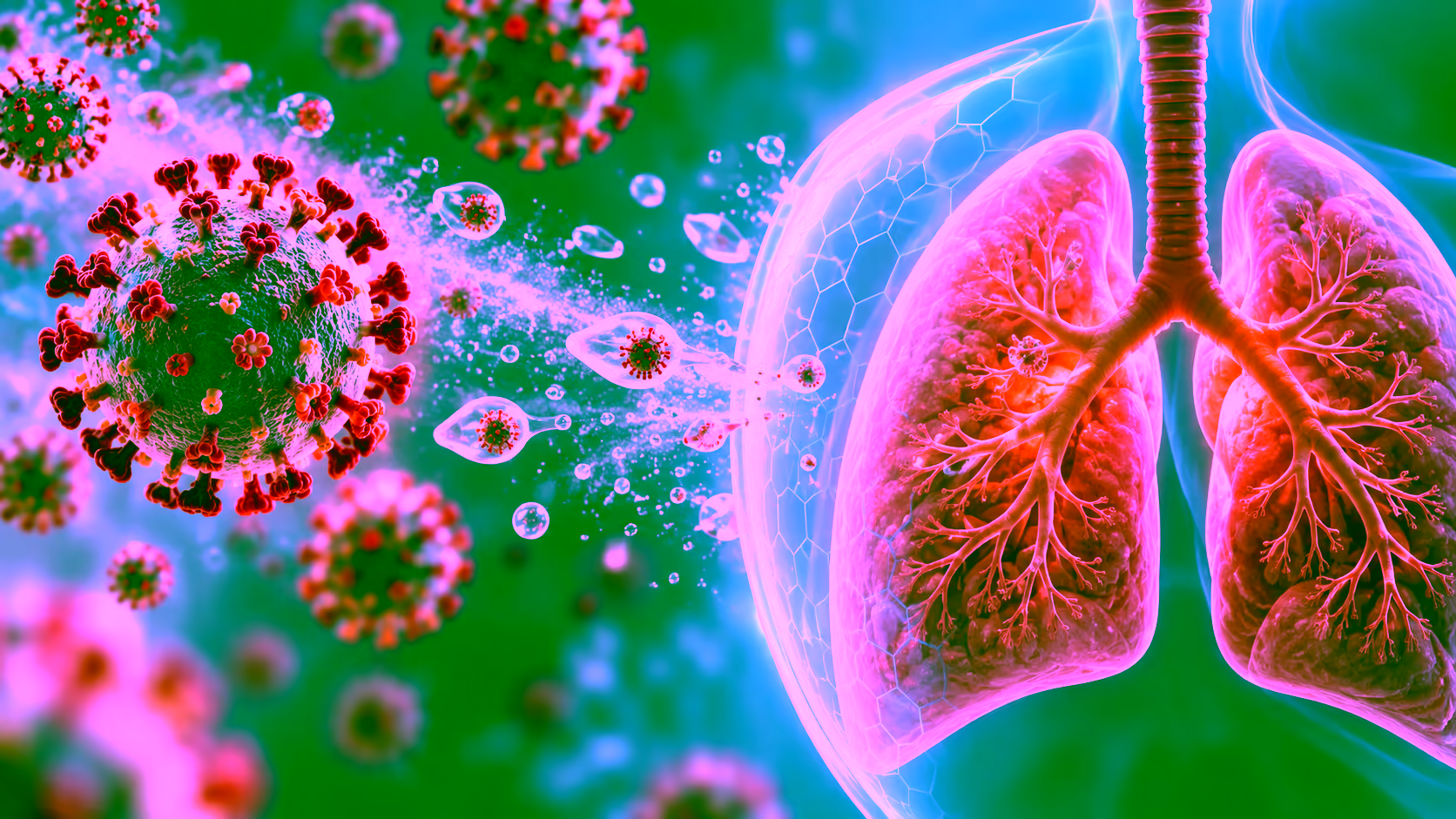 Minh hoạ virus cúm A H1N1 và đường hô hấp