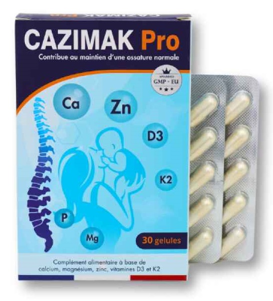 Viên Uống Canxi Cazimak Pro – Phát Triển Xương Răng Trẻ Em, Giảm Nguy Cơ Loãng Xương, Phụ Nữ Mang Thai (Hộp 30 Viên)