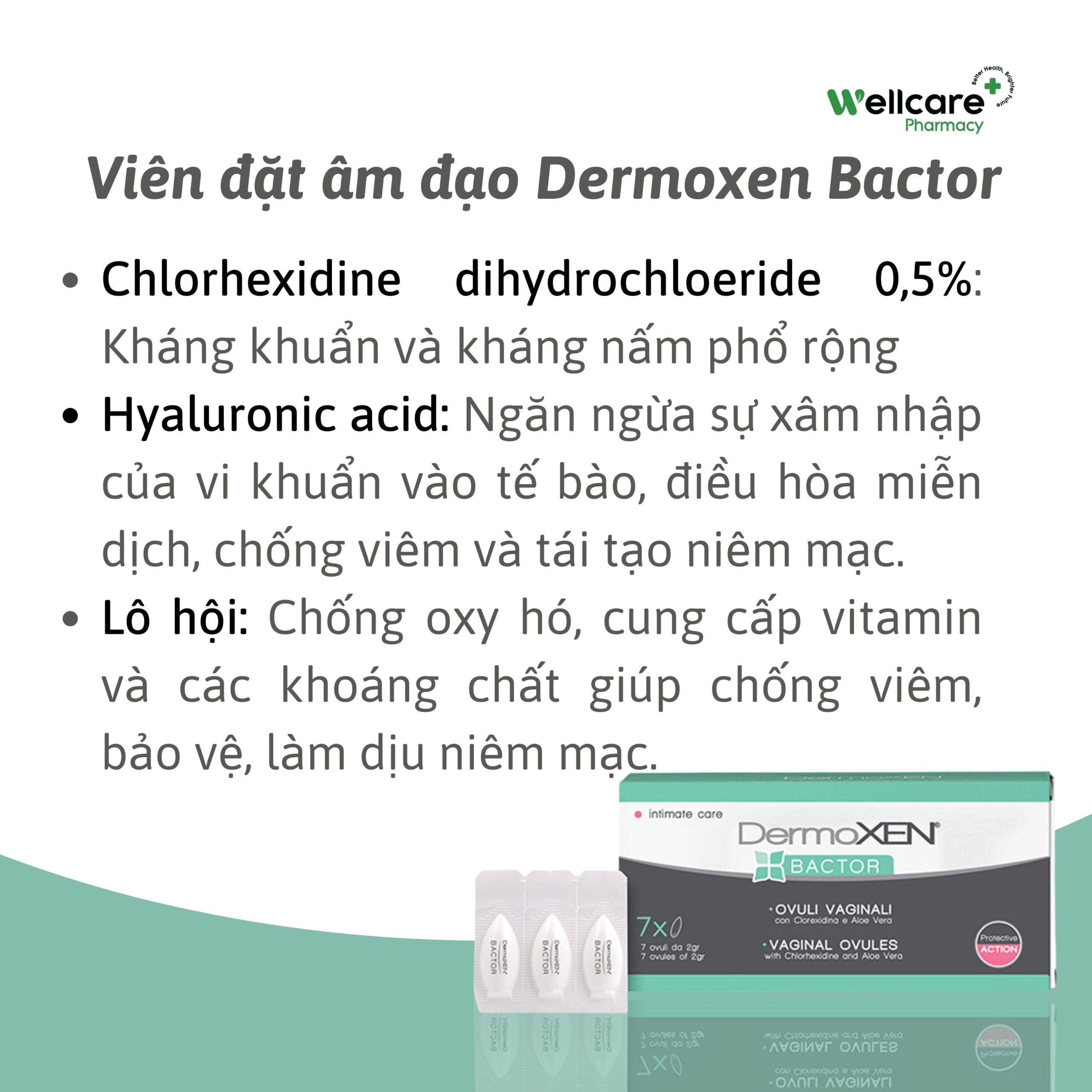 Dermoxen Bactor - Viên đặt âm đạo điều trị viêm nhiễm của Ý Dermoxen Bactor Viên đặt âm đạo điều trị viêm nhiễm của Ý