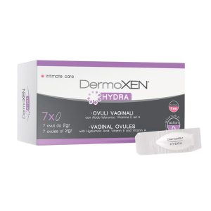 Dermoxen Hydra – Viên Đặt Cấp Ẩm Âm Đạo, Giảm Khô Rát & Duy Trì Độ Ẩm Tự Nhiên Vùng Kín (Hộp 7 viên đặt)