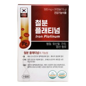 Iron Platinum – Viên Uống Bổ Sung Sắt, Acid Folic & Vitamin, Giúp Tạo Hồng Cầu & Ngăn Thiếu Máu (Hộp 30 viên – Hàn Quốc)